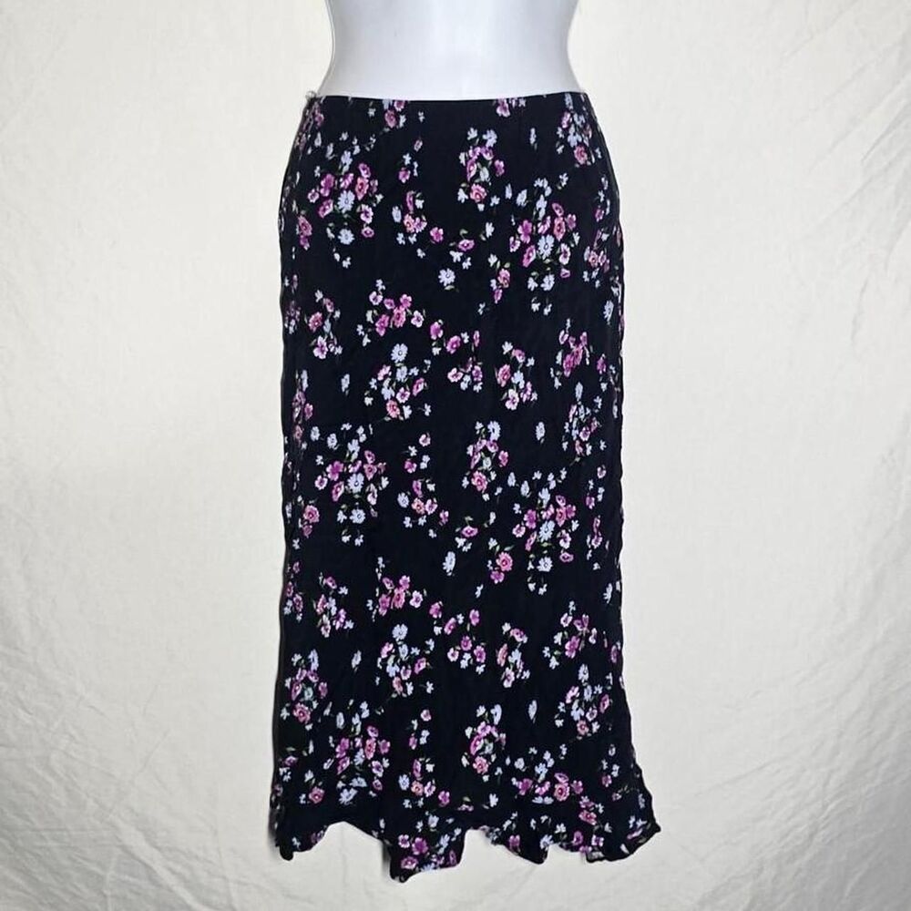 vintage y2k 90s floral whimsigoth midi skirt